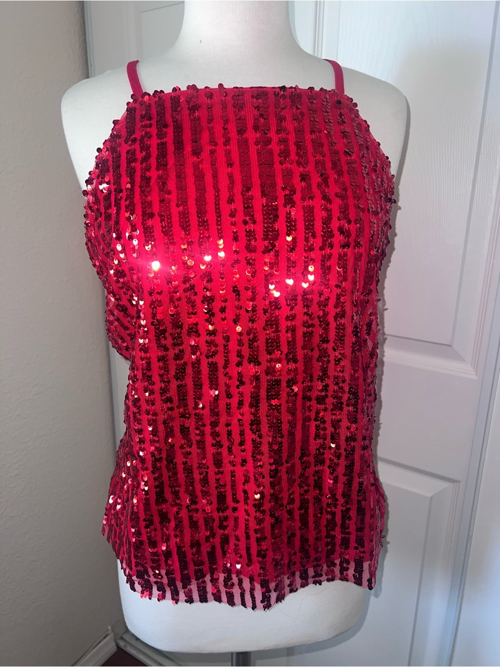 No Boundaries Red Sequin Strappy Camisole